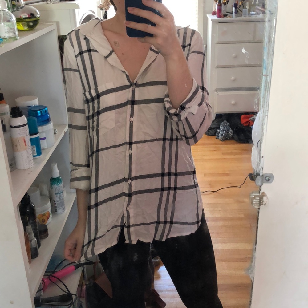 Black and white button down